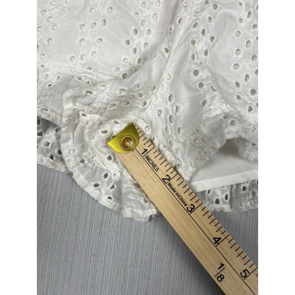 Hollister Shorts Women XS White Eyelet Ultra High-Rise Ruffle Cotton Cottagecore - Picture 7 of 9